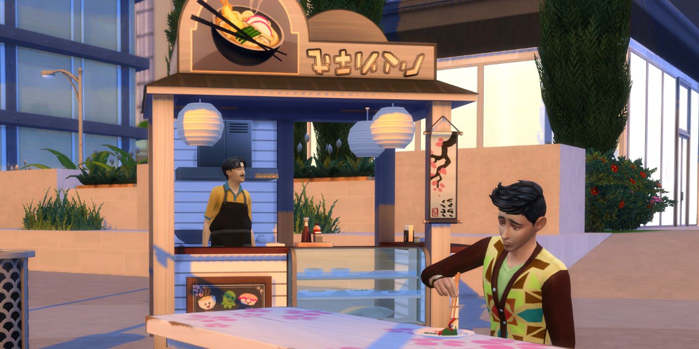 A sim eating pufferfish nagiri in san myshuno.