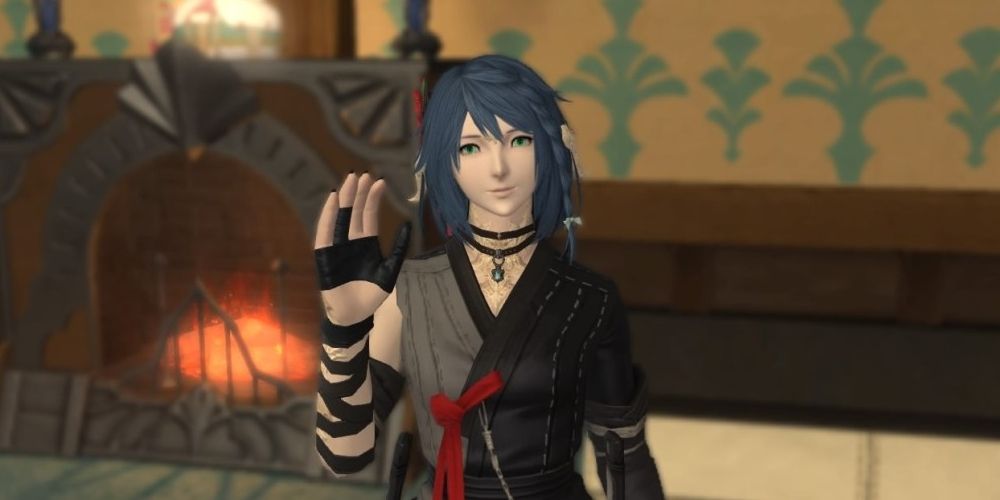 Waving au ra.