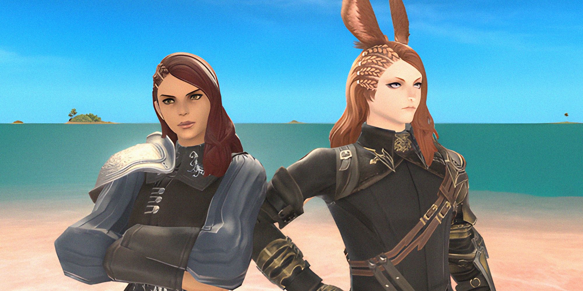 Players wearing The Bold And The Braid Hairstyle in Final Fantasy 14.