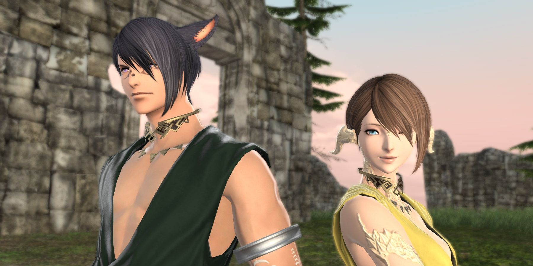 Male miqo'te and female au ra.