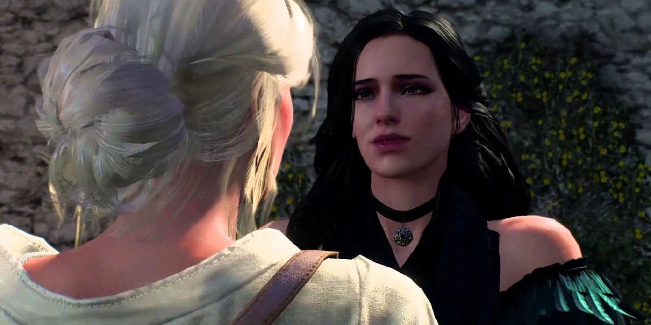 Witcher 3 image showing Yennefer talking to Ciri.