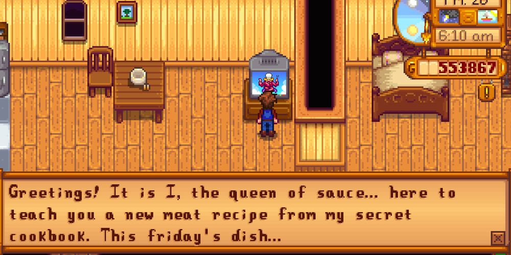 Stardew Valley Animal Farmer watching the queen of sauce