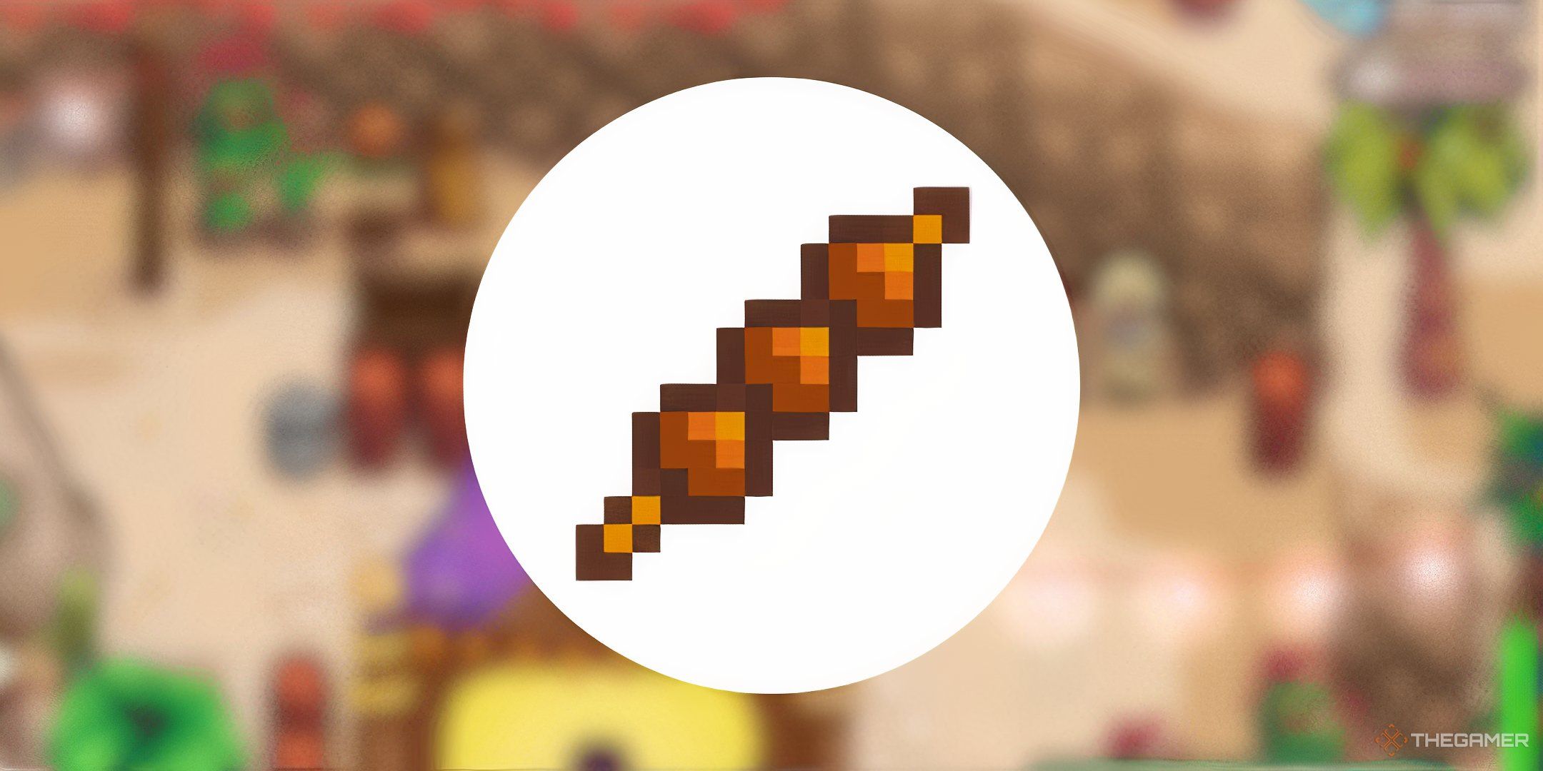 Stardew Valley Cave Kebab on a blurred background.