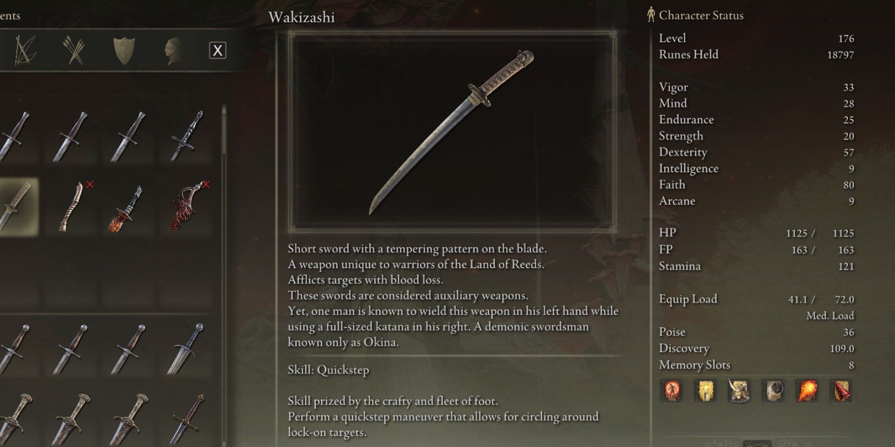 Elden Ring Wakizashi Stats