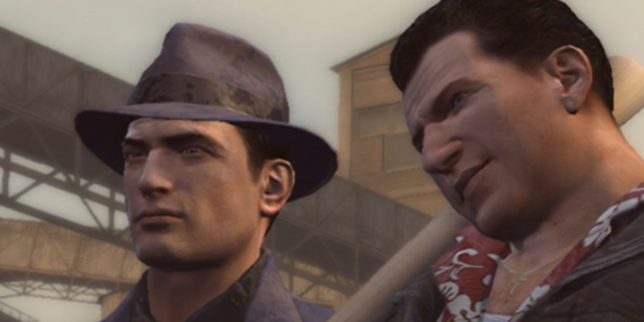 Mafia 2 screenshot of Vito with Joe, who is holding a bat.