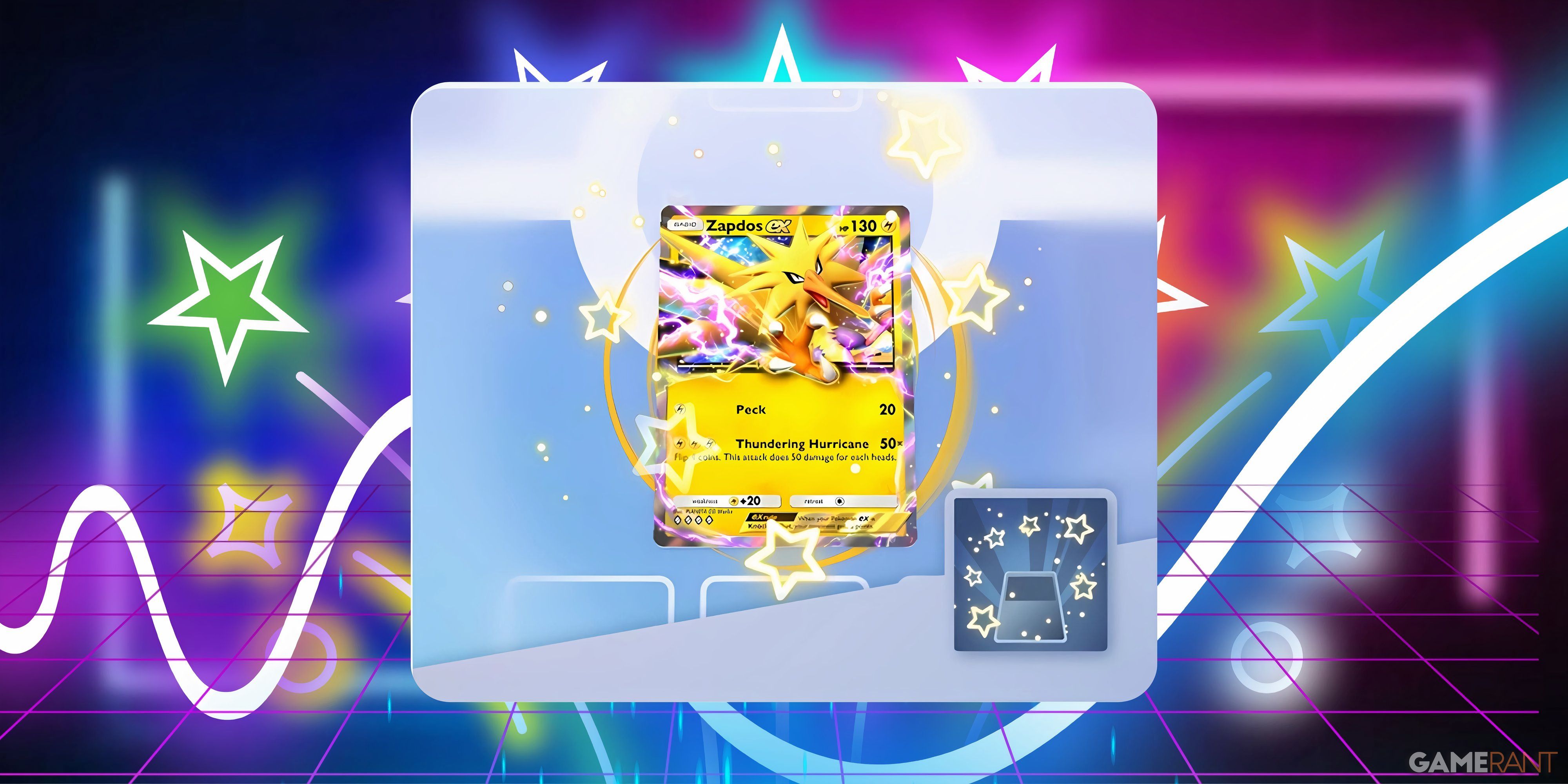 the event exclusive flair from lightning type pokemon mass outbreak in pokemon pocket.