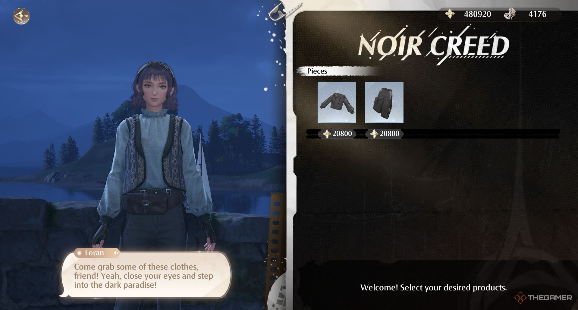 Noir Creed store selection in Infinity Nikki