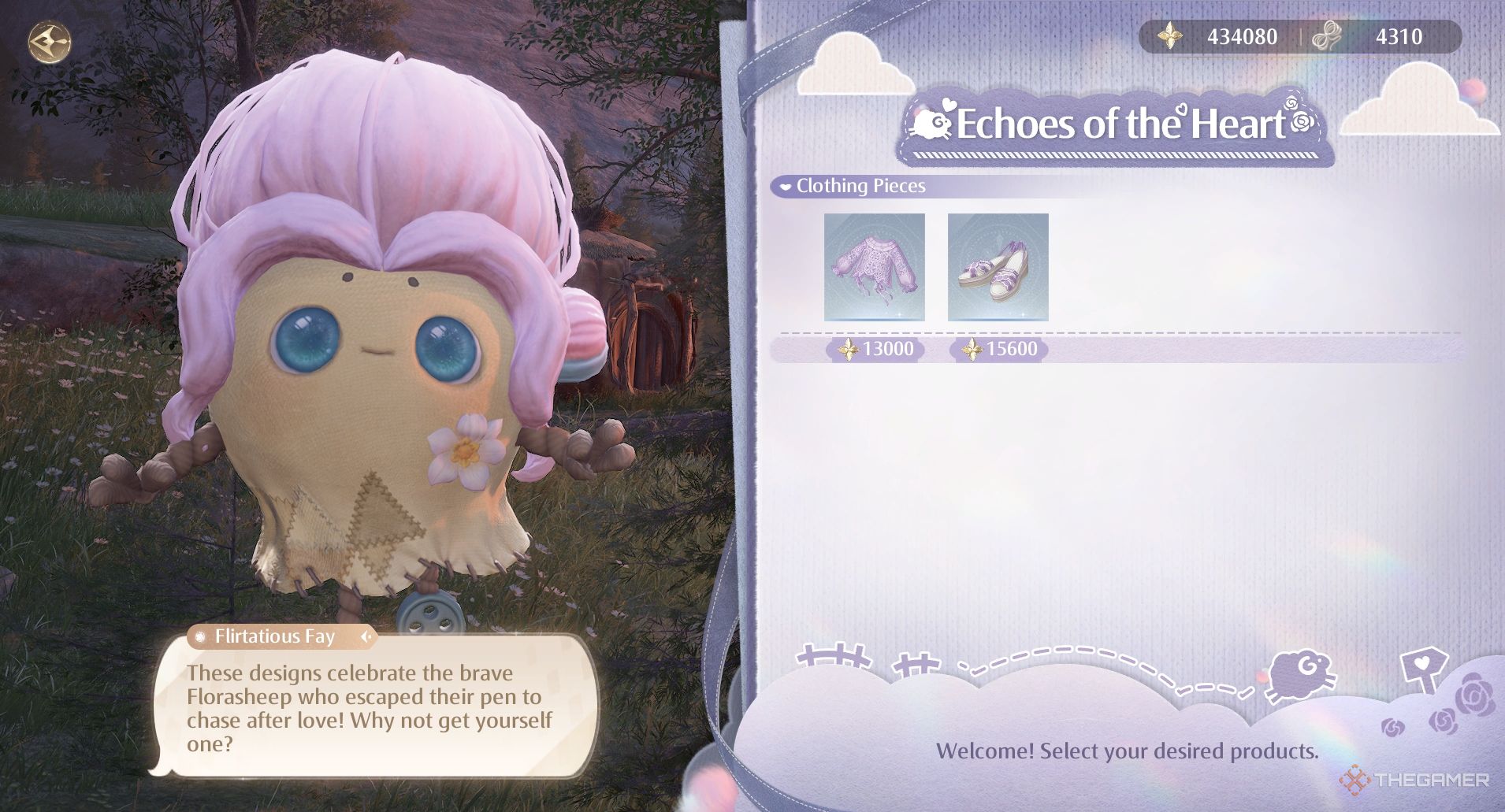 Echoes of the Heart store selection in Infinity Nikki