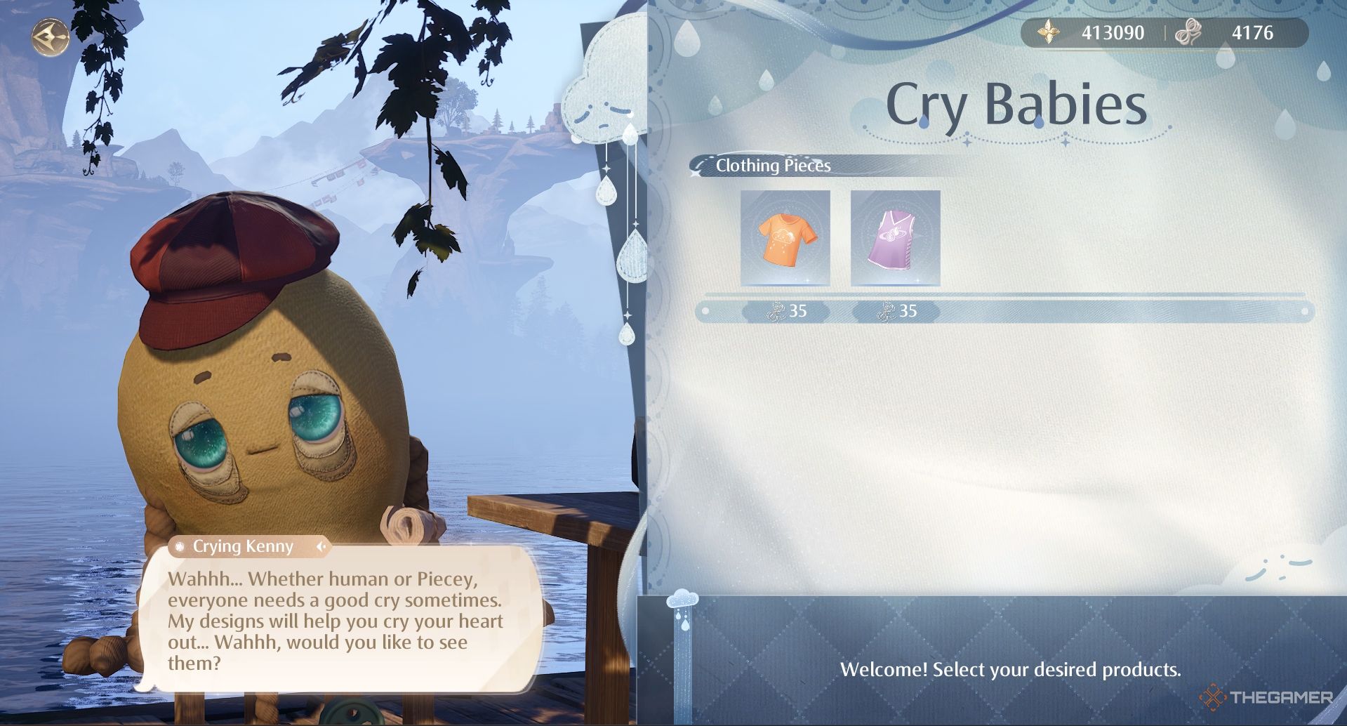 Cry Babies store selection in Infinity Nikki