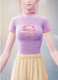 Nikki wearing a pink and purple shirt in Infinity Nikki