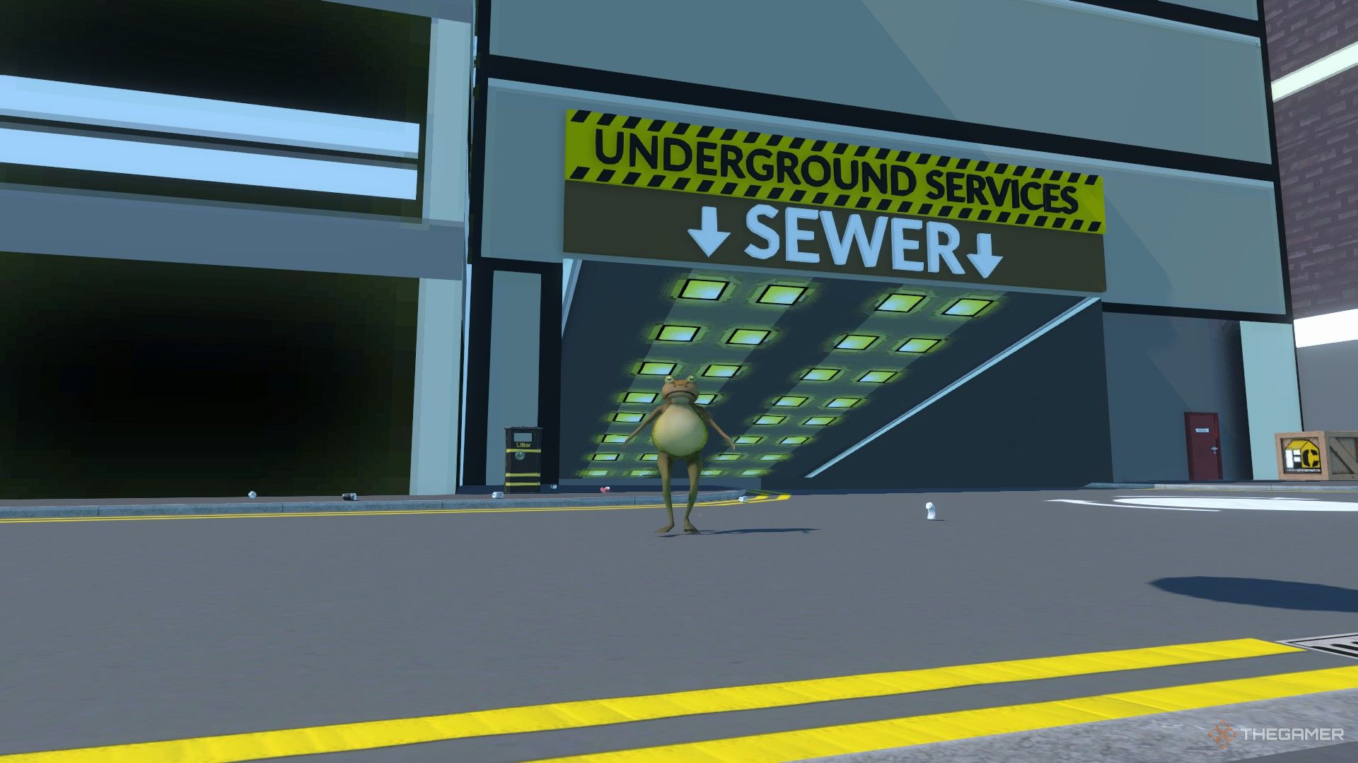 A frog outside the sewers in Amazing Frog.