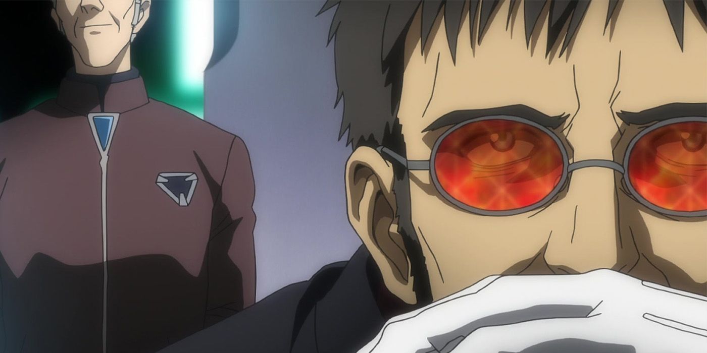 Gendo Ikari looks ahead in Neon Genesis Evangelion.