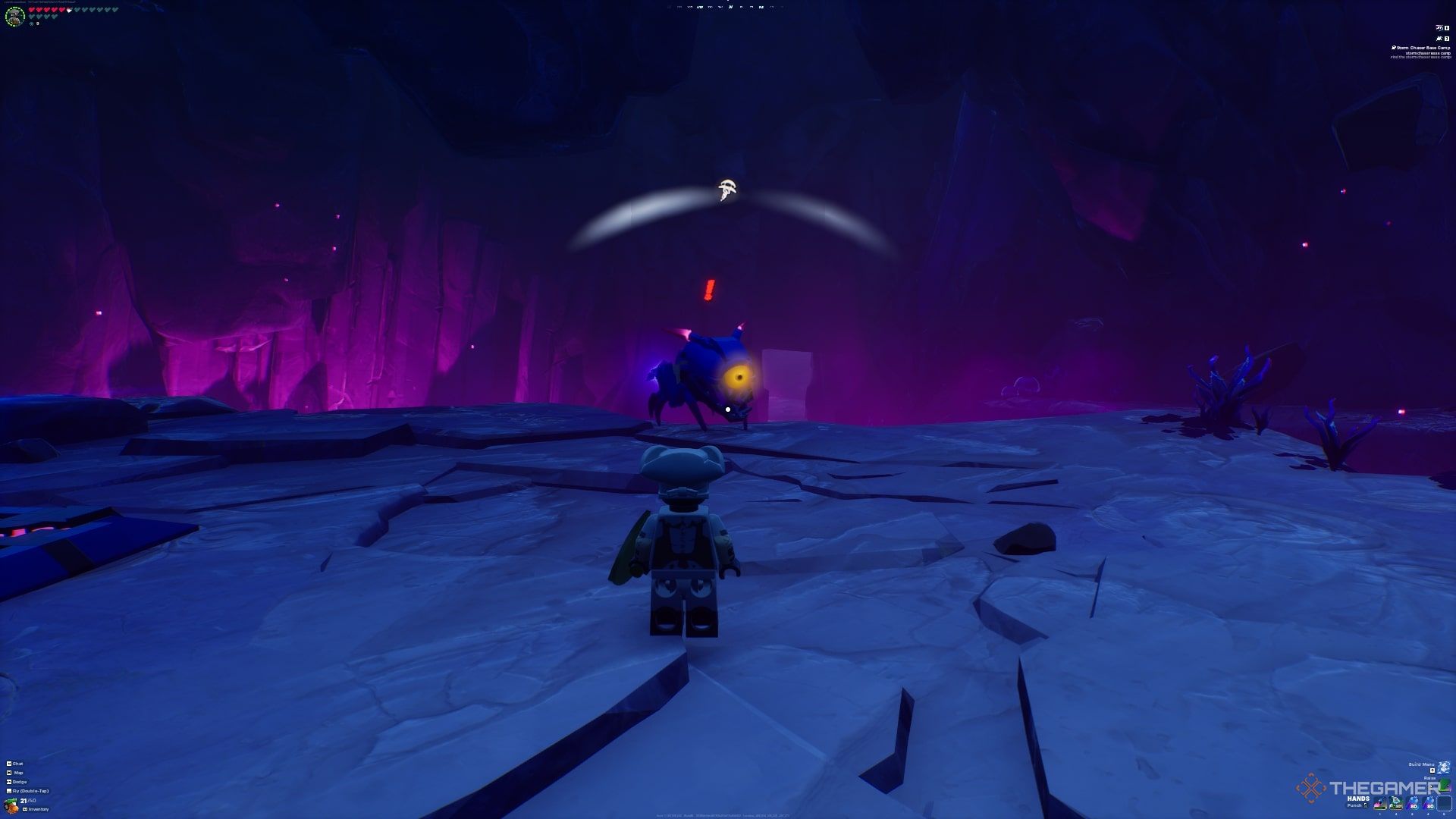 A Storm Crawler in a Storm Dungeon in Lego Fortnite Odyssey.