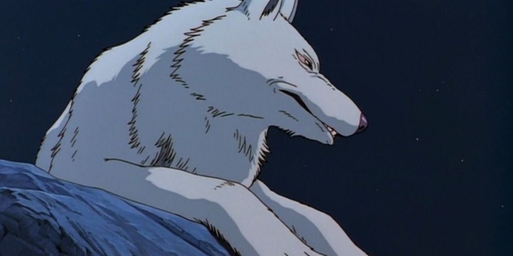 Moro speaking with Ashitaka in Princess Mononoke