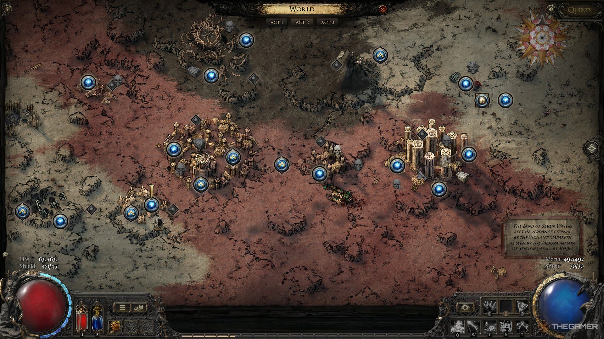 Act 2 map display in Path of Exile 2.