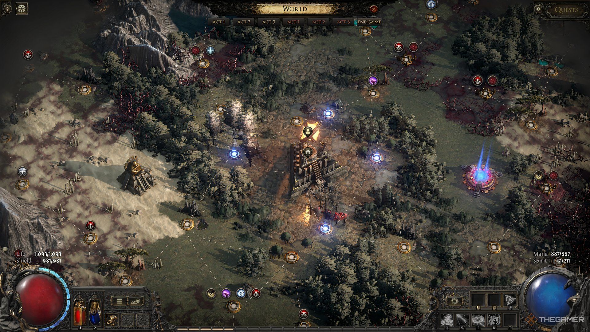 Map display screen in Path of Exile 2.