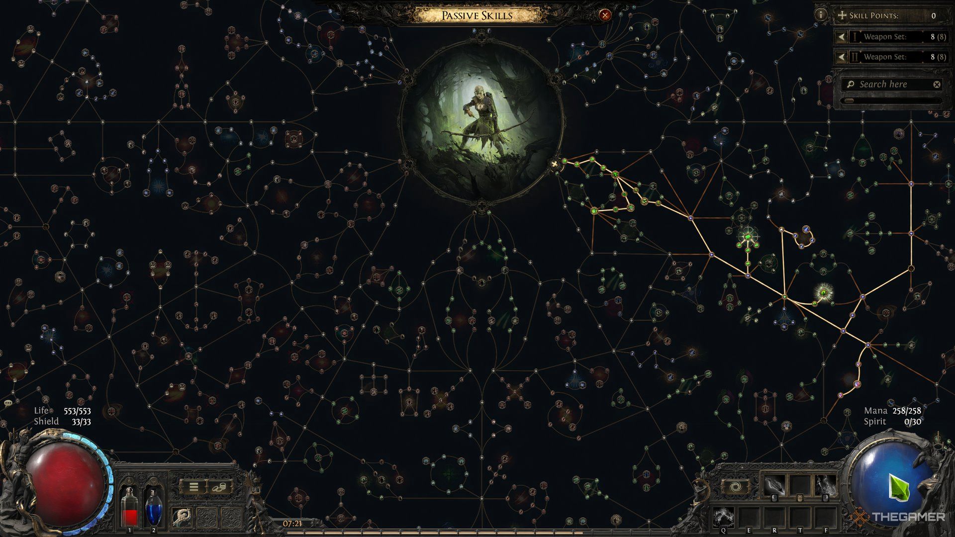 A basic Passive Skill Tree for Ranger that eventually Ascends into Deadeye that we need for the Gas Grenade build in Path of Exile 2.