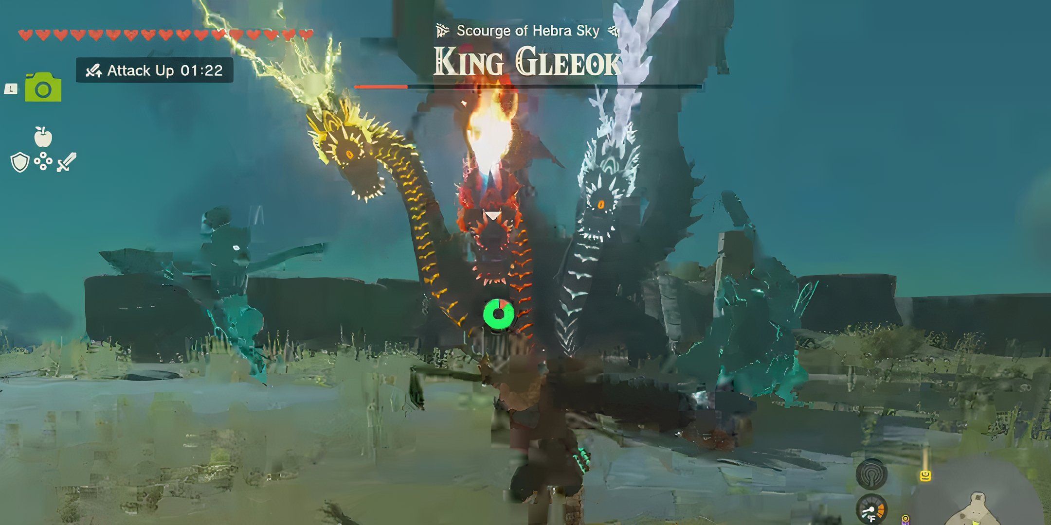 Fighting a King Gleeok in Legend of Zelda: Tears of the Kingdom.