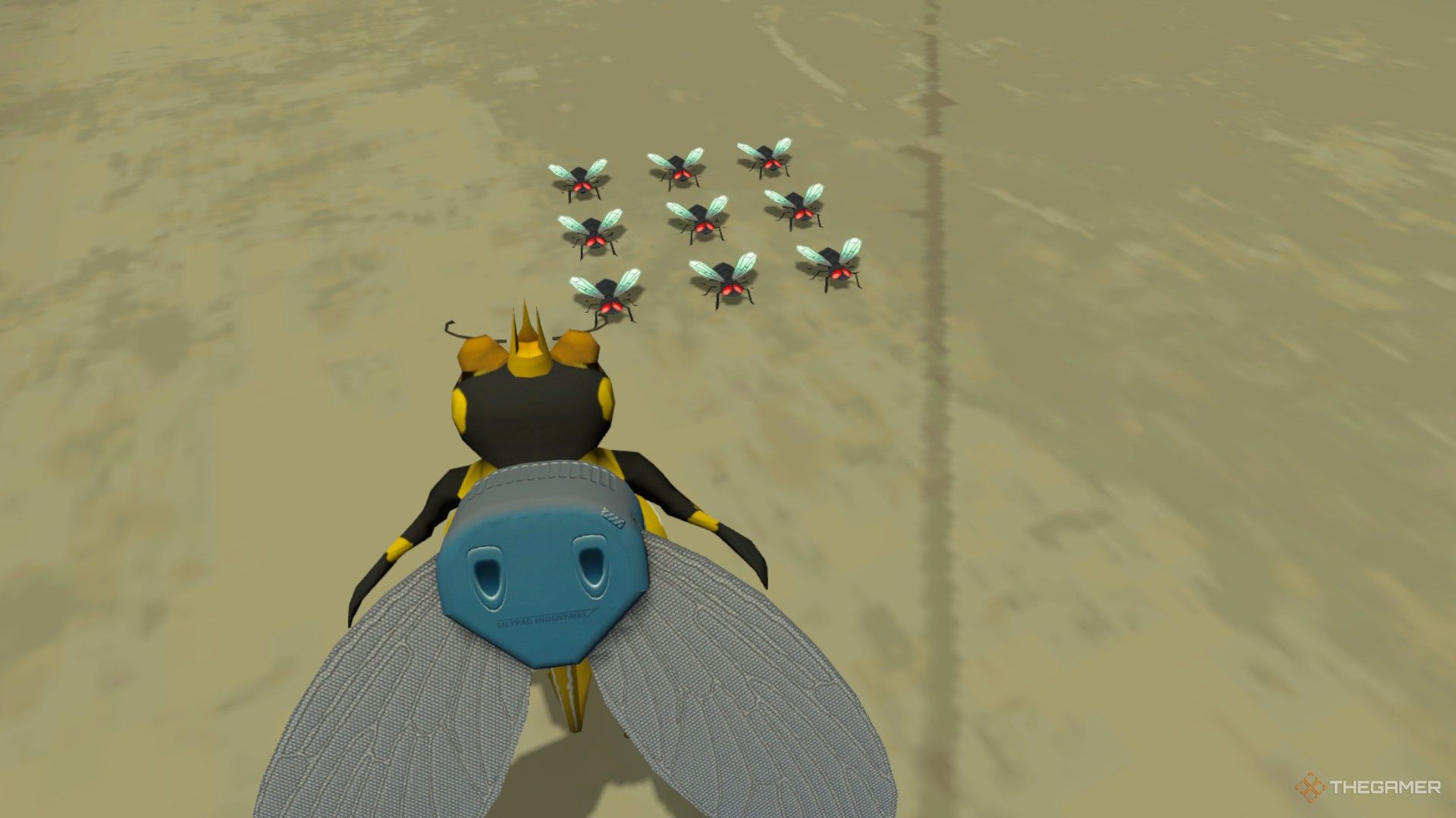 The player is standing in front of nine flies in Amazing Frog.