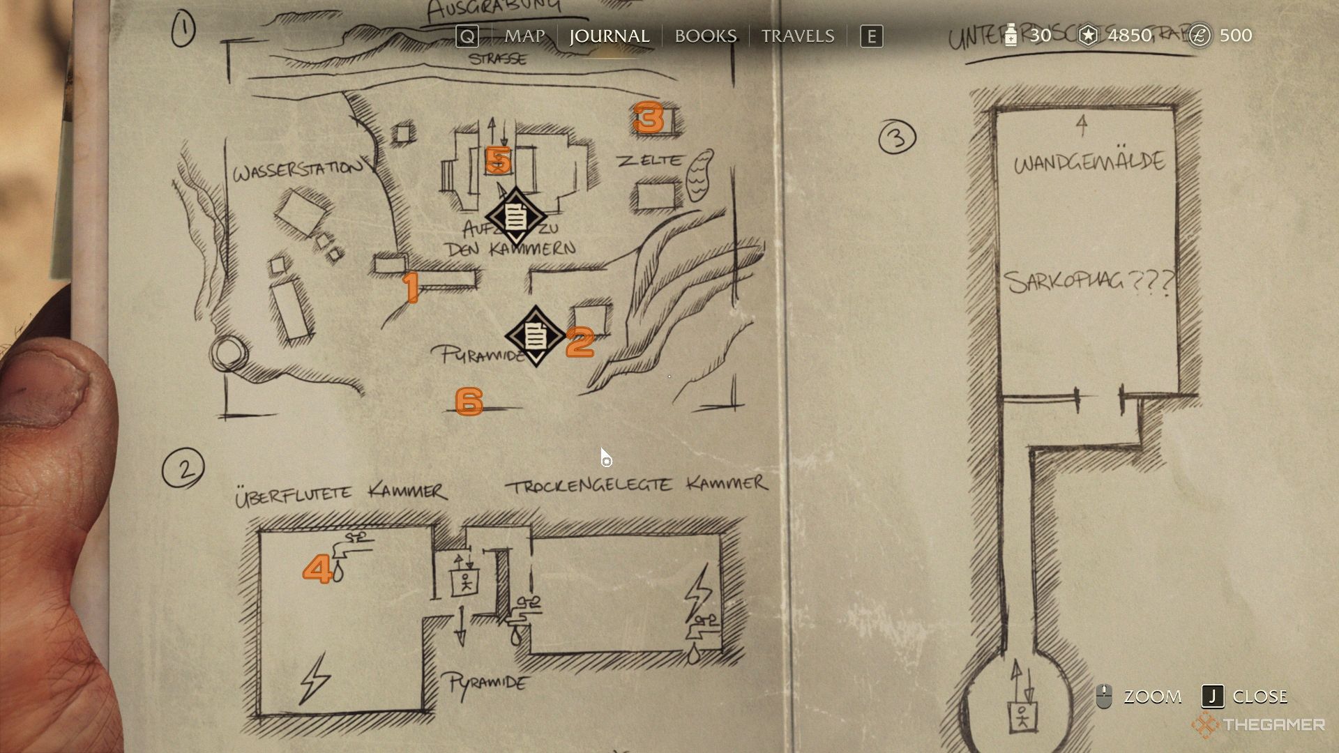 The Tomb of Khentkawes map marked with numbers in Indiana Jones and the Great Circle.