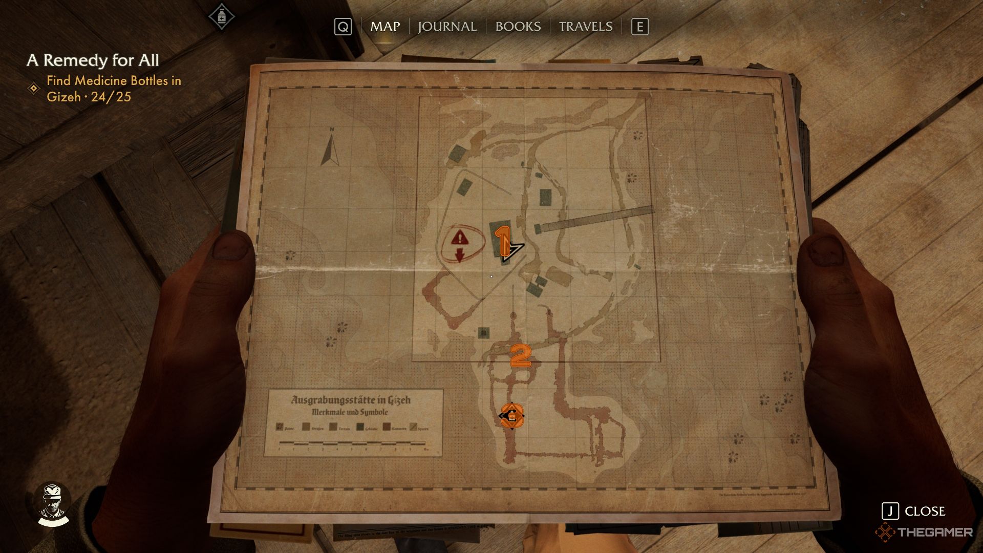 The map for the Khafre Dig Site marked in orange numbers in Indiana Jones and the Great Circle.