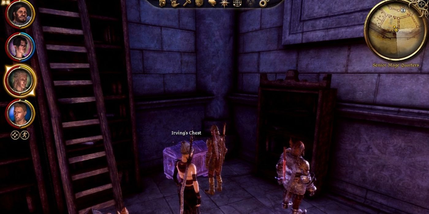 Irving's chest in his office that contains the black grimoire in Dragon Age: Origins.