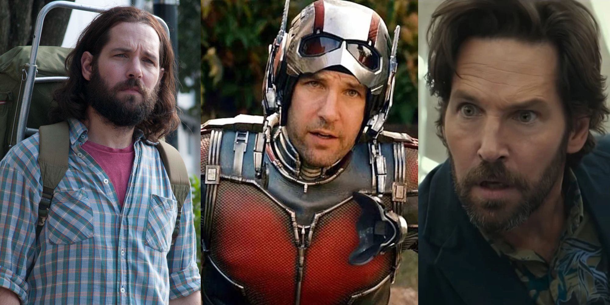 Paul Rudd in Our Idiot Brother; Paul Rudd in the Ant Man suit; Paul Rudd in Ghostbusters