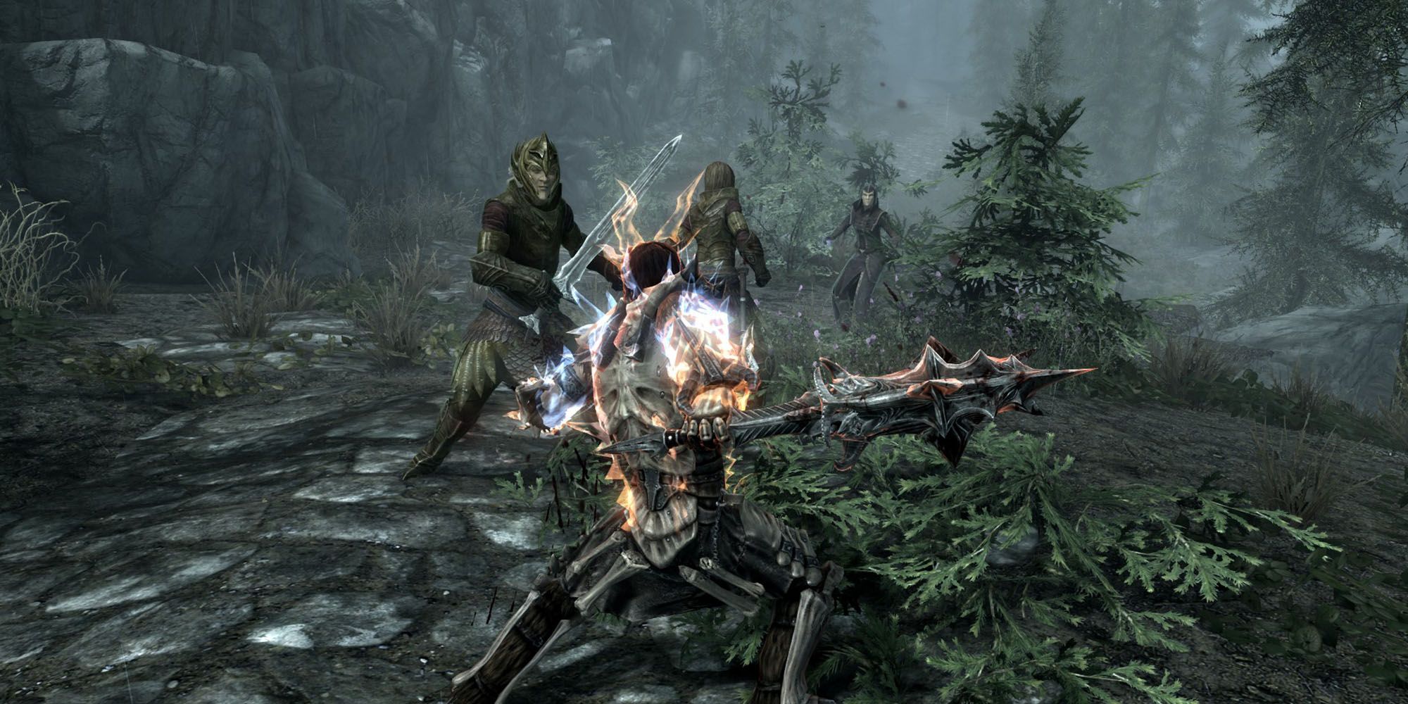 Combat against thalmor in Skyrim.