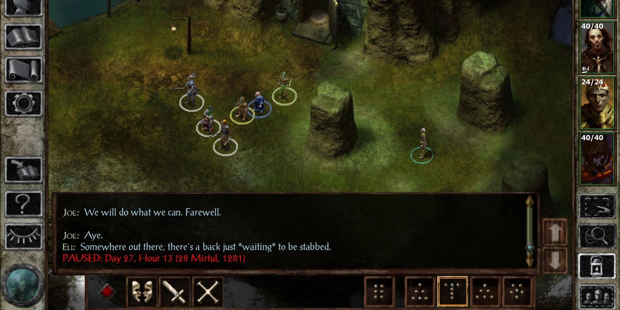 Icewind Dale characters conversing with each other.