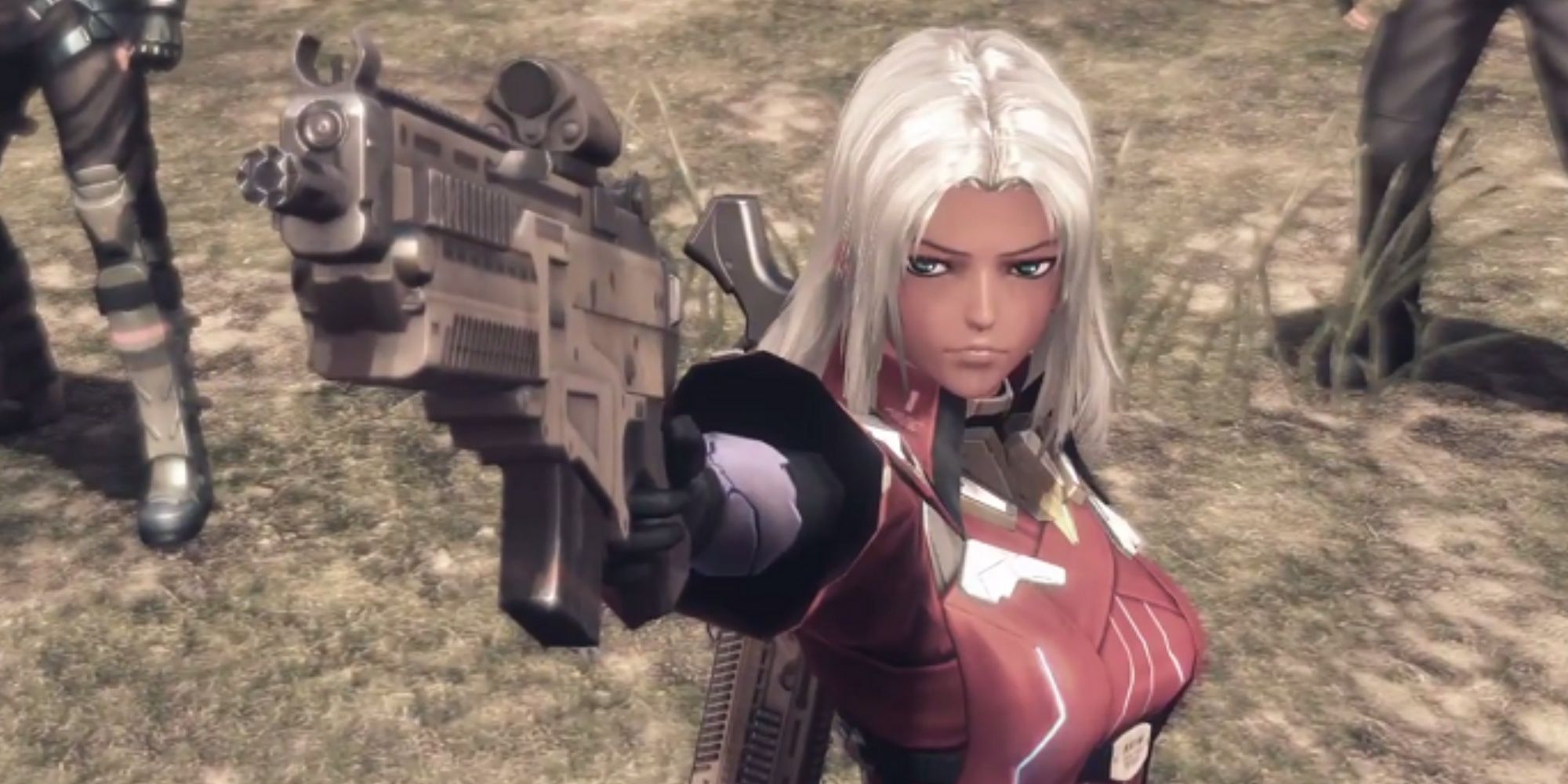 Elma pointing a gun in Xenoblade Chronicles X.