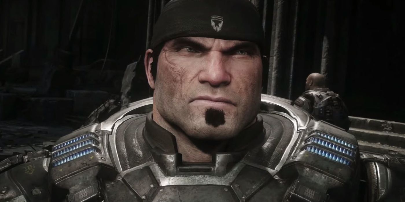 Gears of War Ultimate Edition screenshot of Marcus Fenix grimacing.