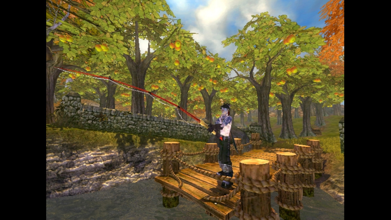 Fishing on a sunny day in a green forest in Fable