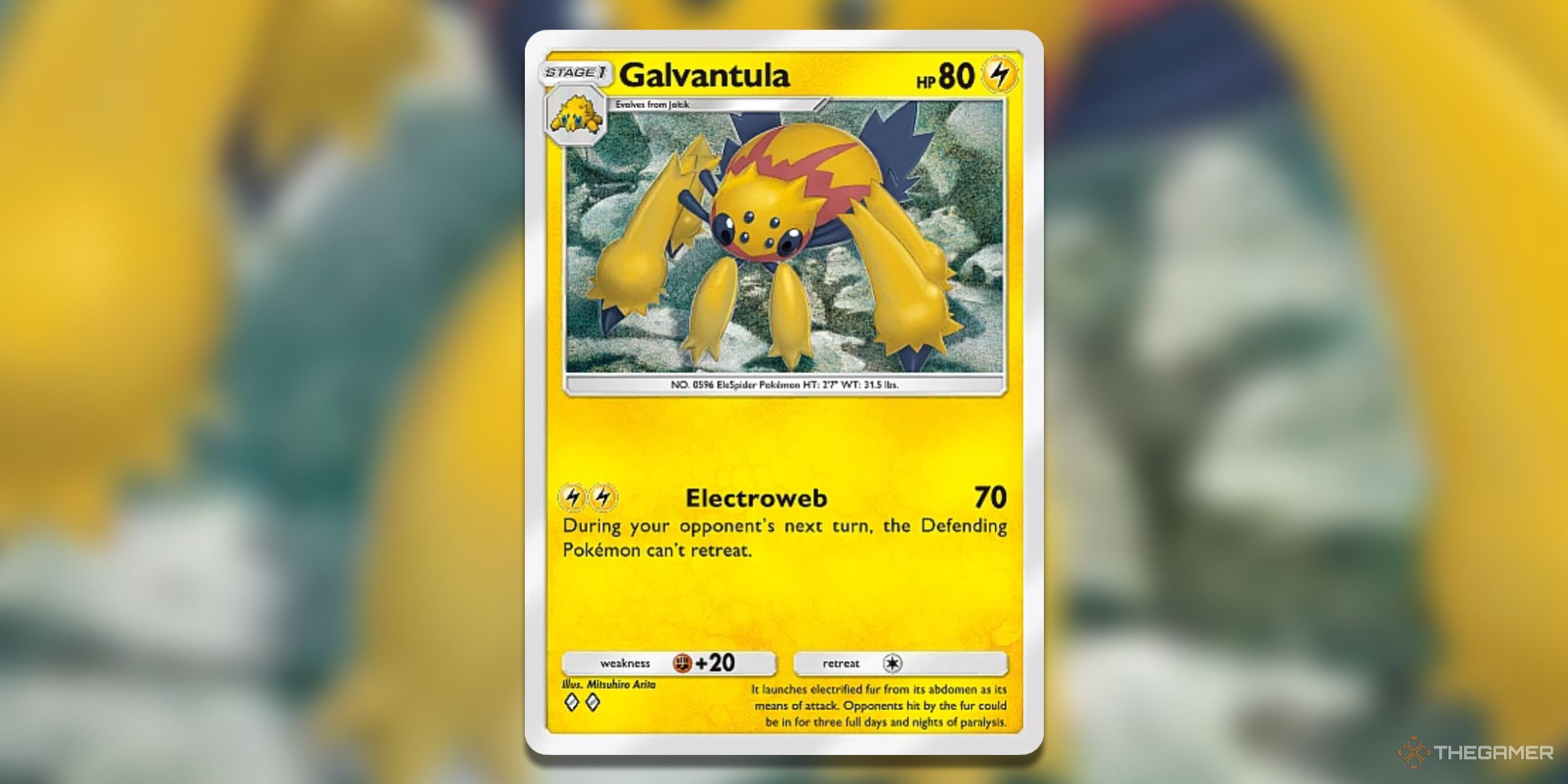 Galvantula Mythical Island Pokemon TCG Pocket Card Art.