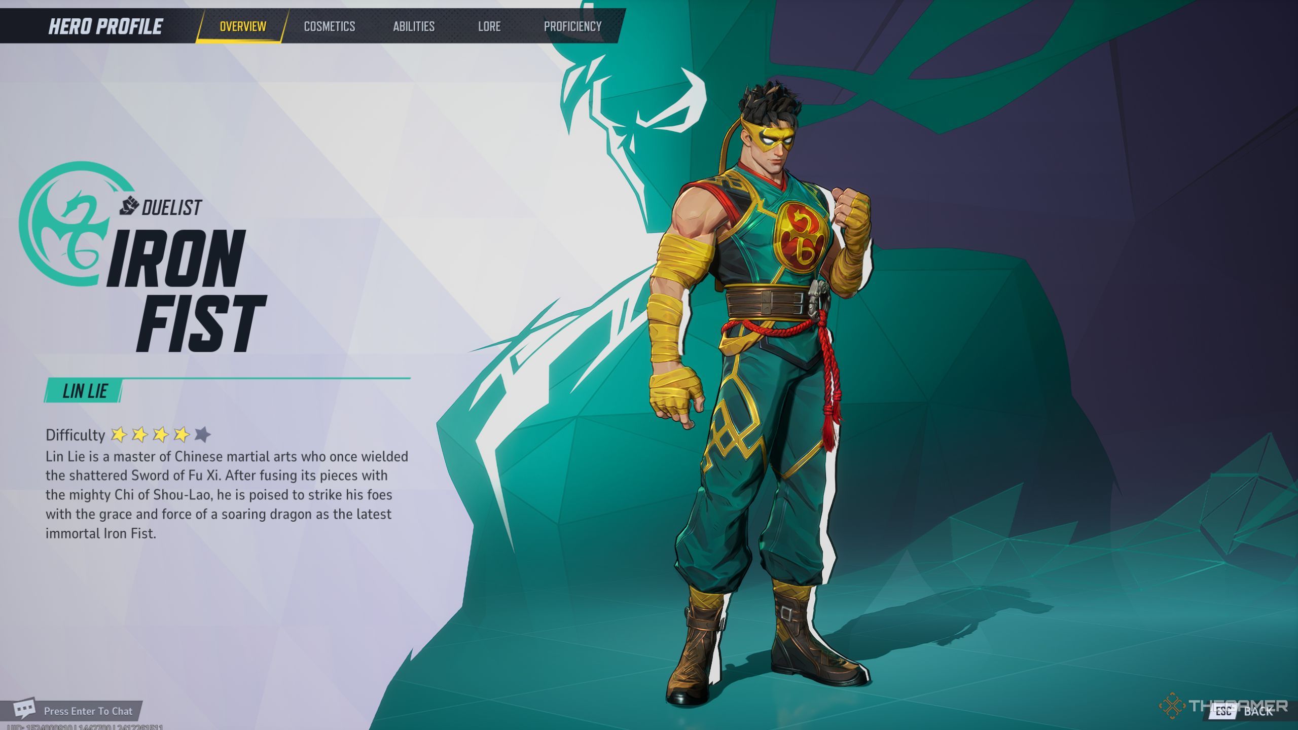 Marvel Rivals Iron Fist character description screen.