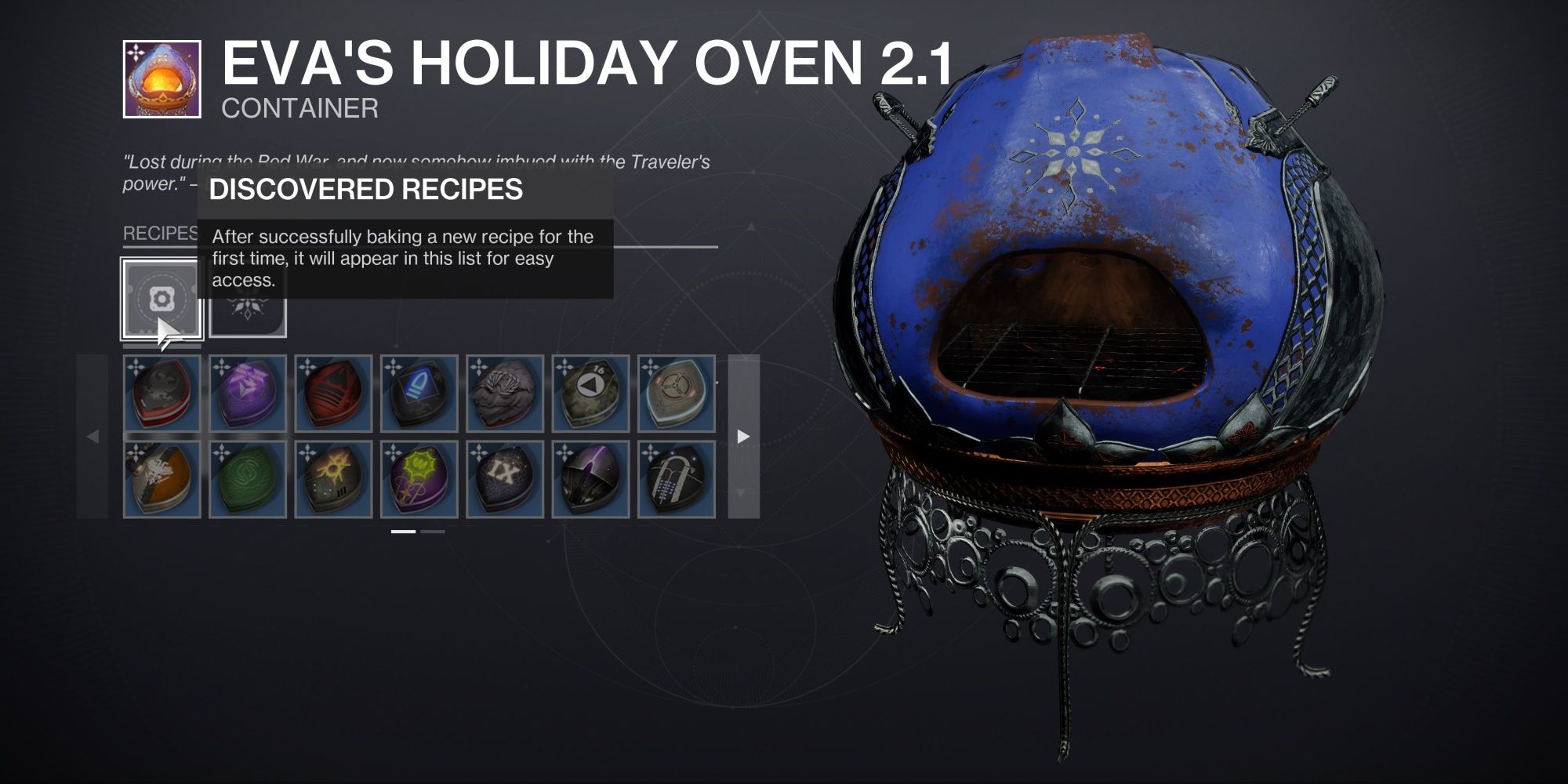 Destiny 2 Eva Holiday Oven All Recipes