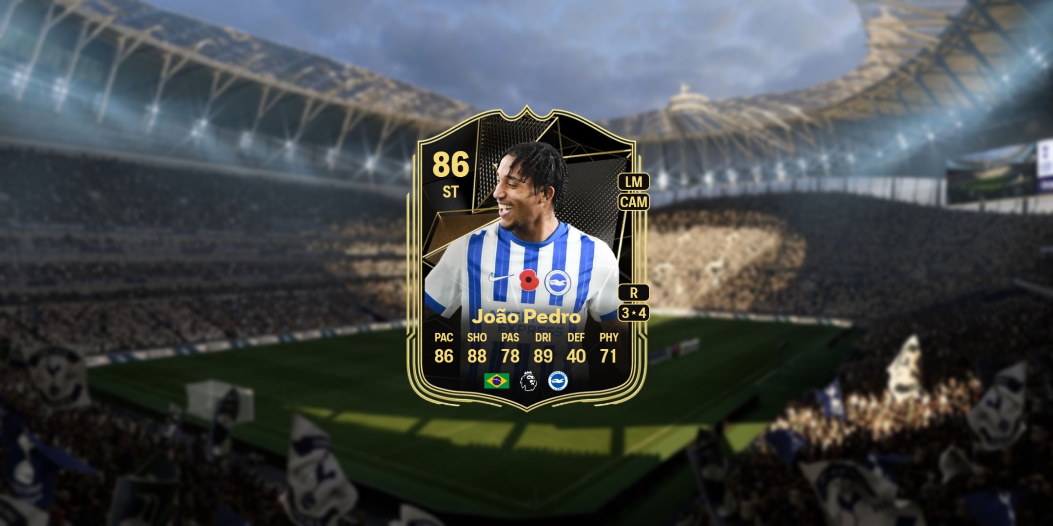 Joao Pedro's card in EA Sports FC 25.