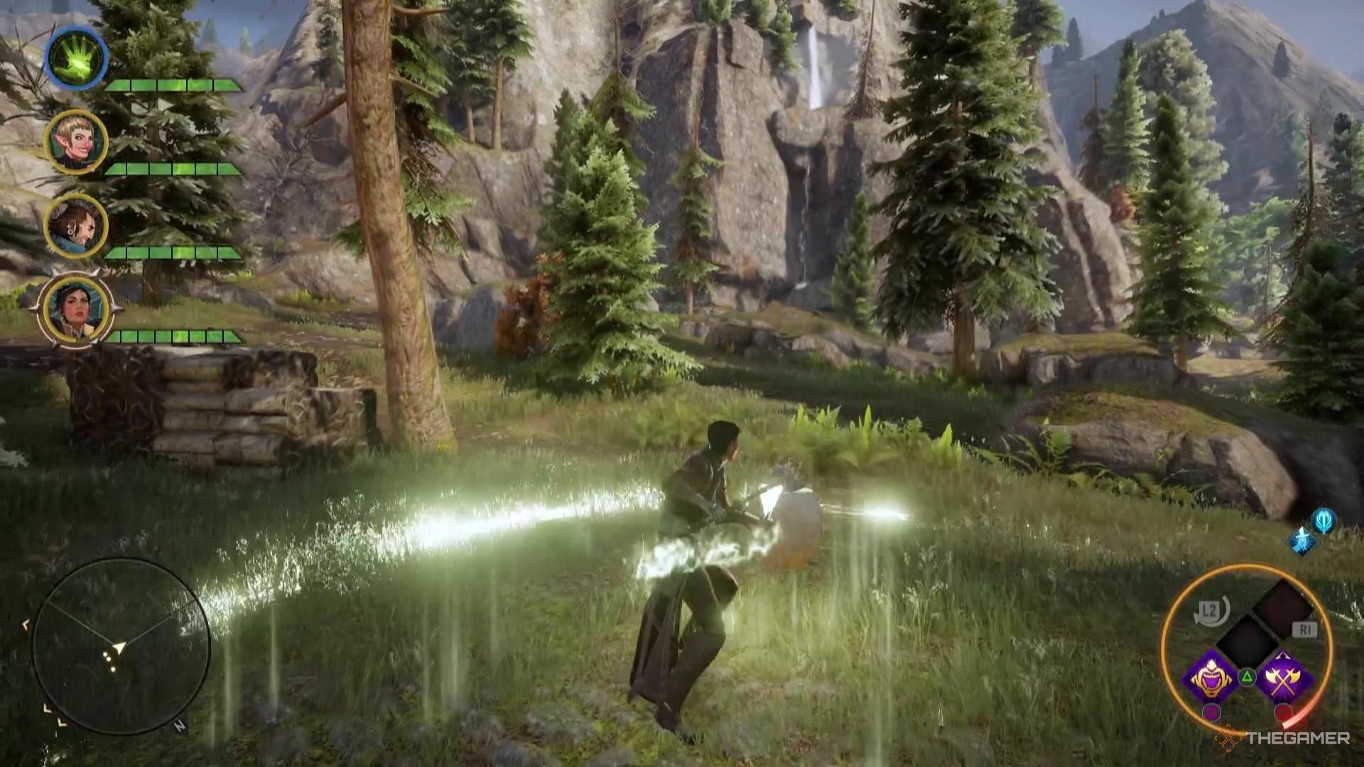 Cassandra using her Blessed Blades skill in Dragon Age: Inquisition.