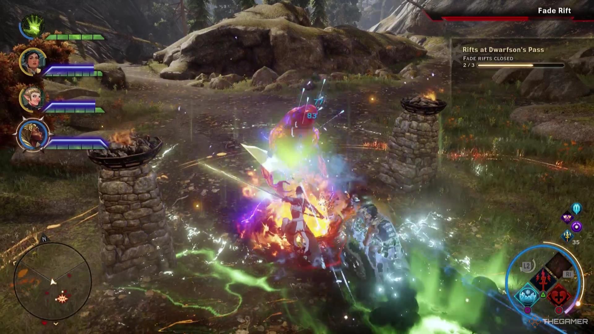 Vivienne attacking with her magic sword in Dragon Age: Inquisition.