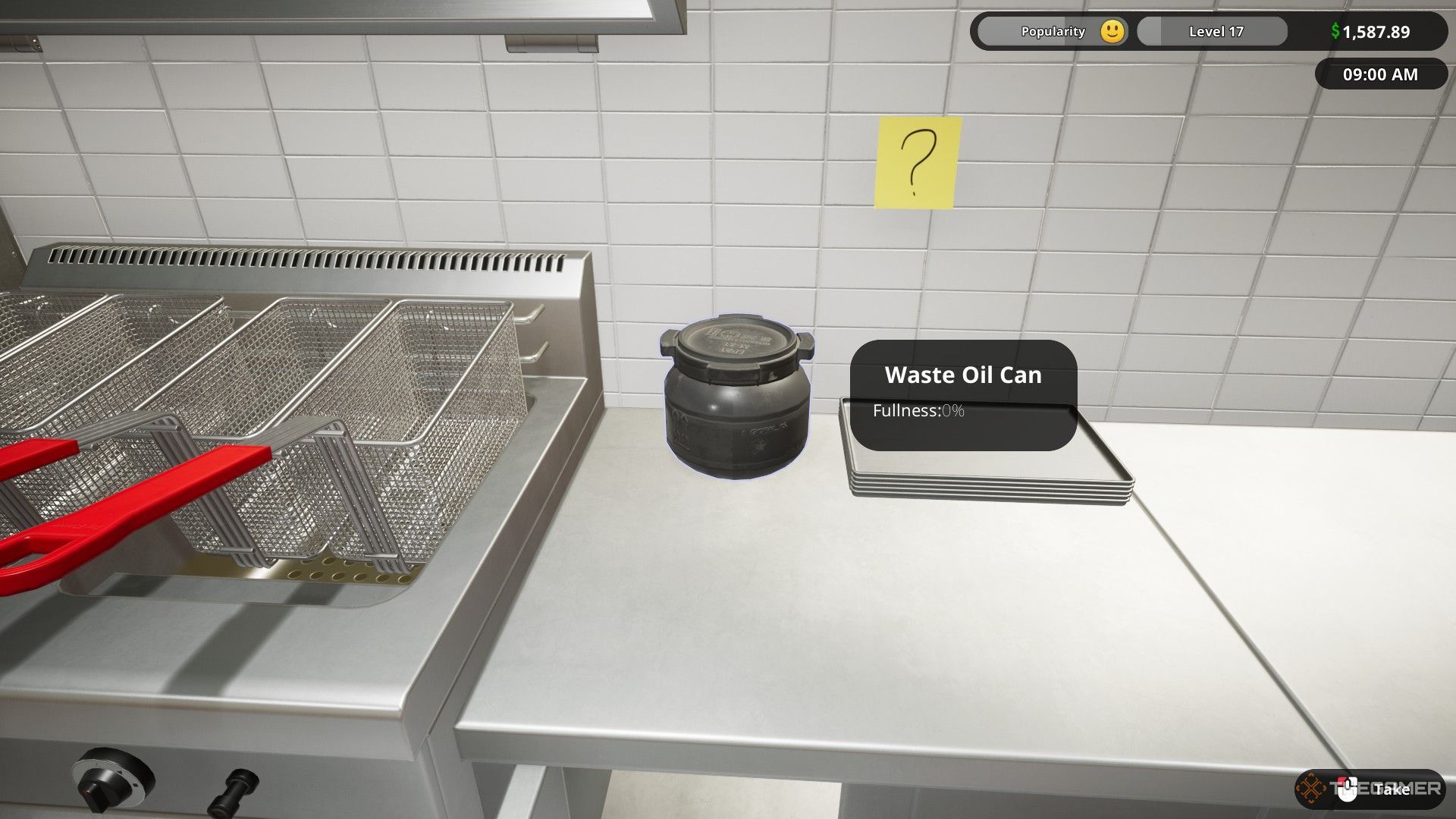 The image shows the Waste Oil Can in Fast Food Simulator.