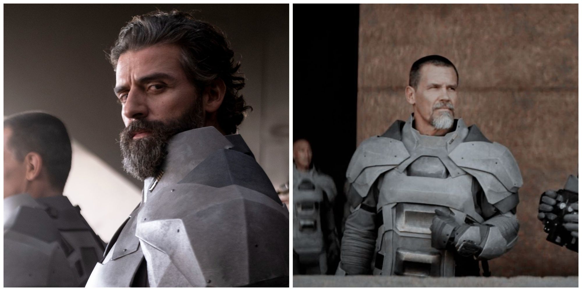 Split image showing Leto and Gurney in Dune (2021).