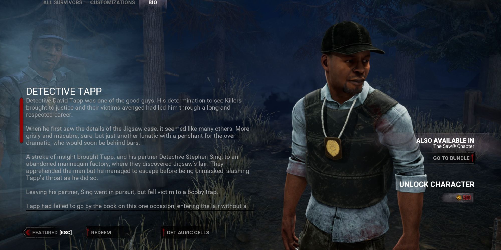 Dead by Daylight Detective Tapp Bio