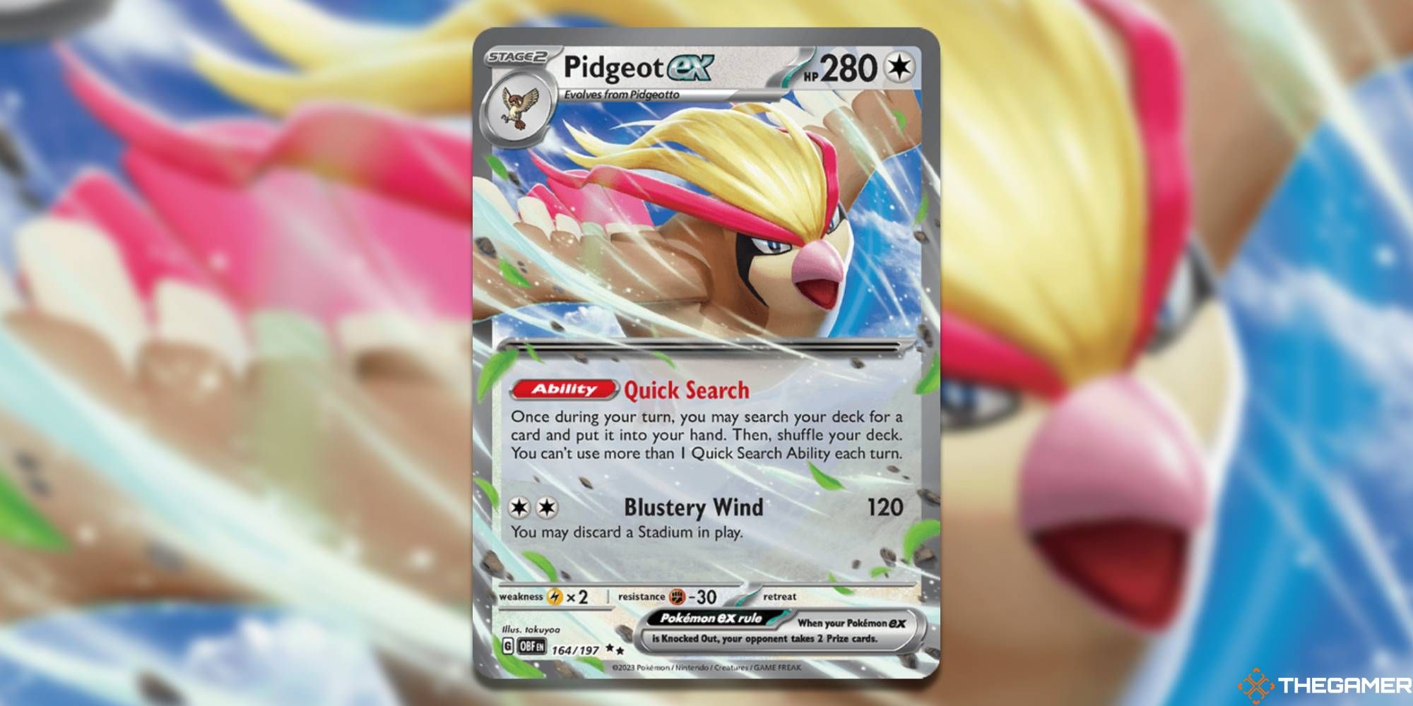 Double Rare Pidgeot Ex from Pokemon TCG Obsidian Flames