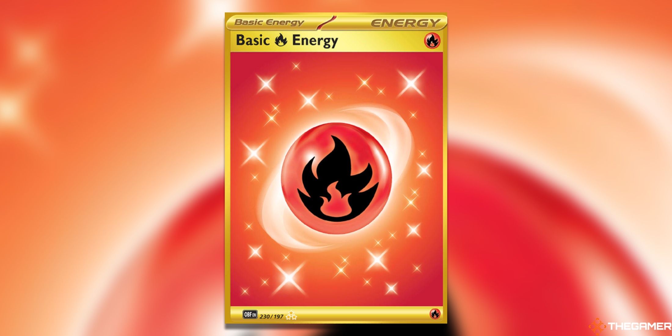 The Obsidian Flames Fire Energy Hyper Rare from the Pokemon TCG.