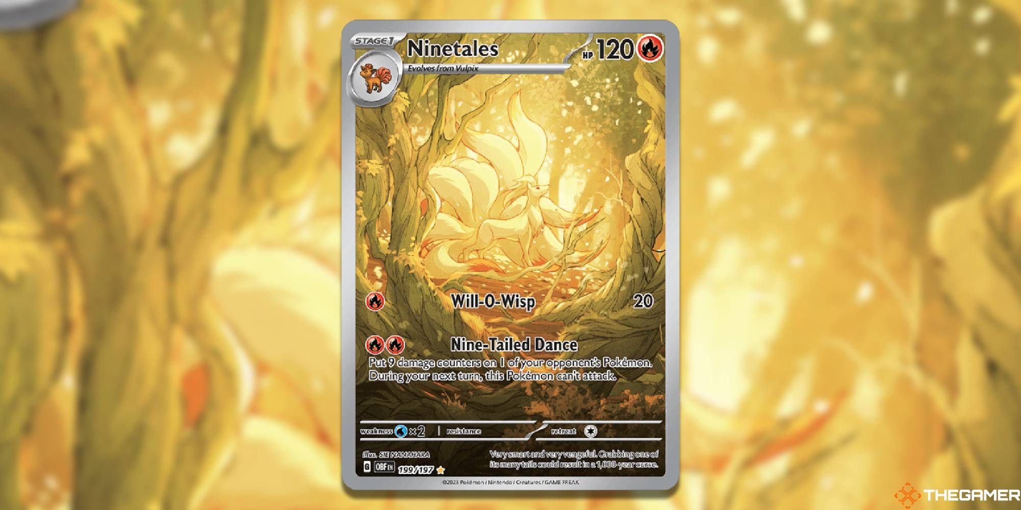 Illustrator Rare Ninetales from Pokemon TCG Obsidian Flames