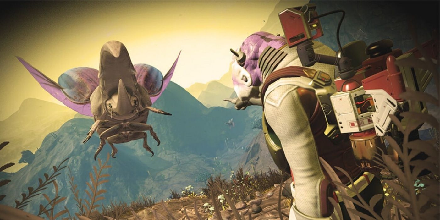 No Man's Sky Player Giant Insect Alien