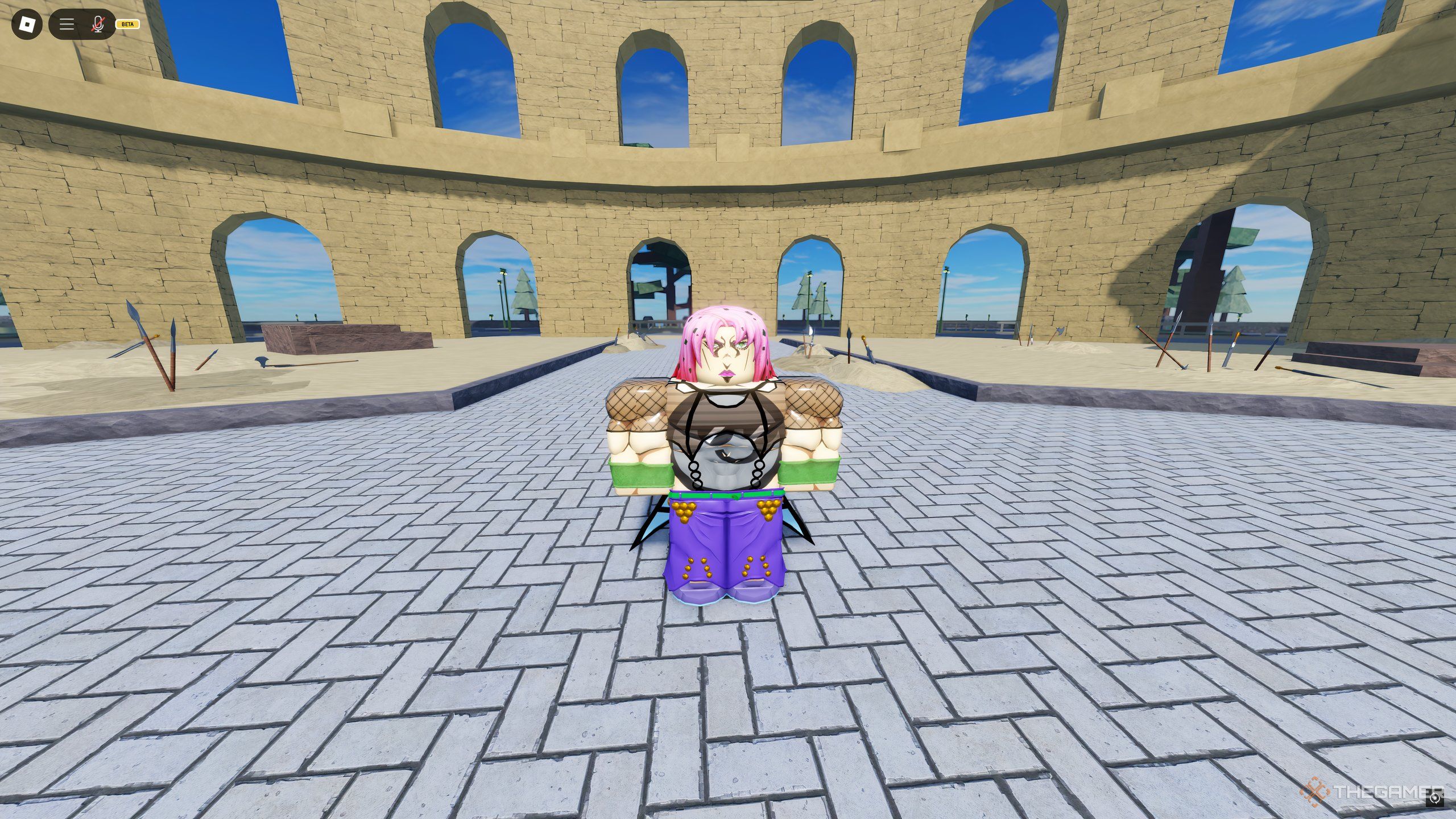 The Diavolo boss, in the Colloseum in Roblox: A Universal Time.