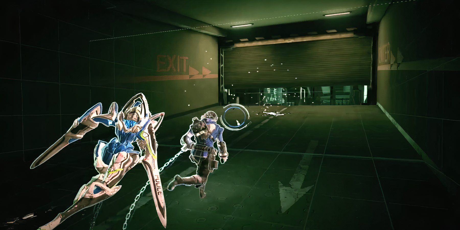 astral chain protagonist and a legion in a hallway