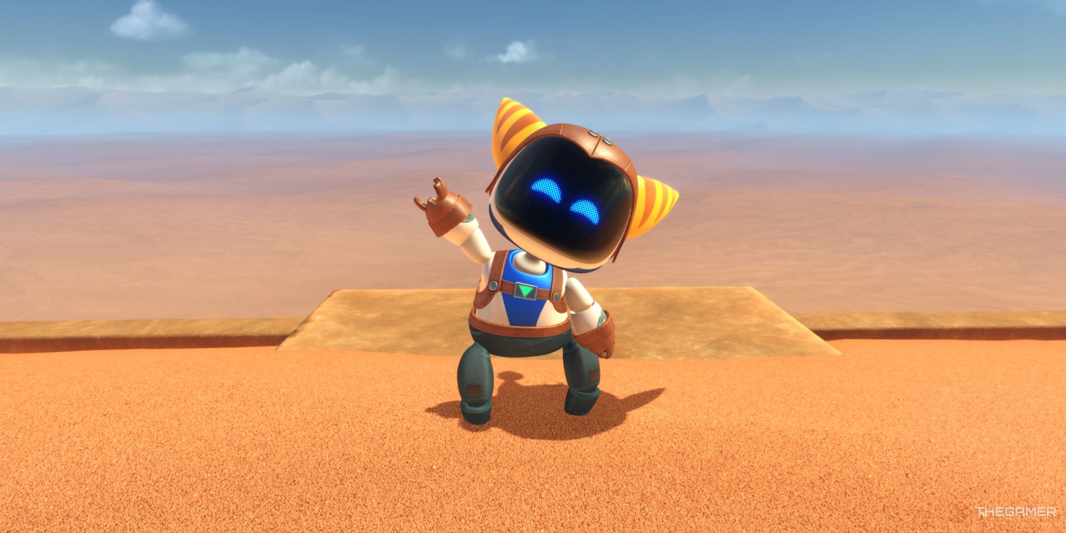 Astro wearing the Tooled-Up Mechanic skin in Astro Bot.