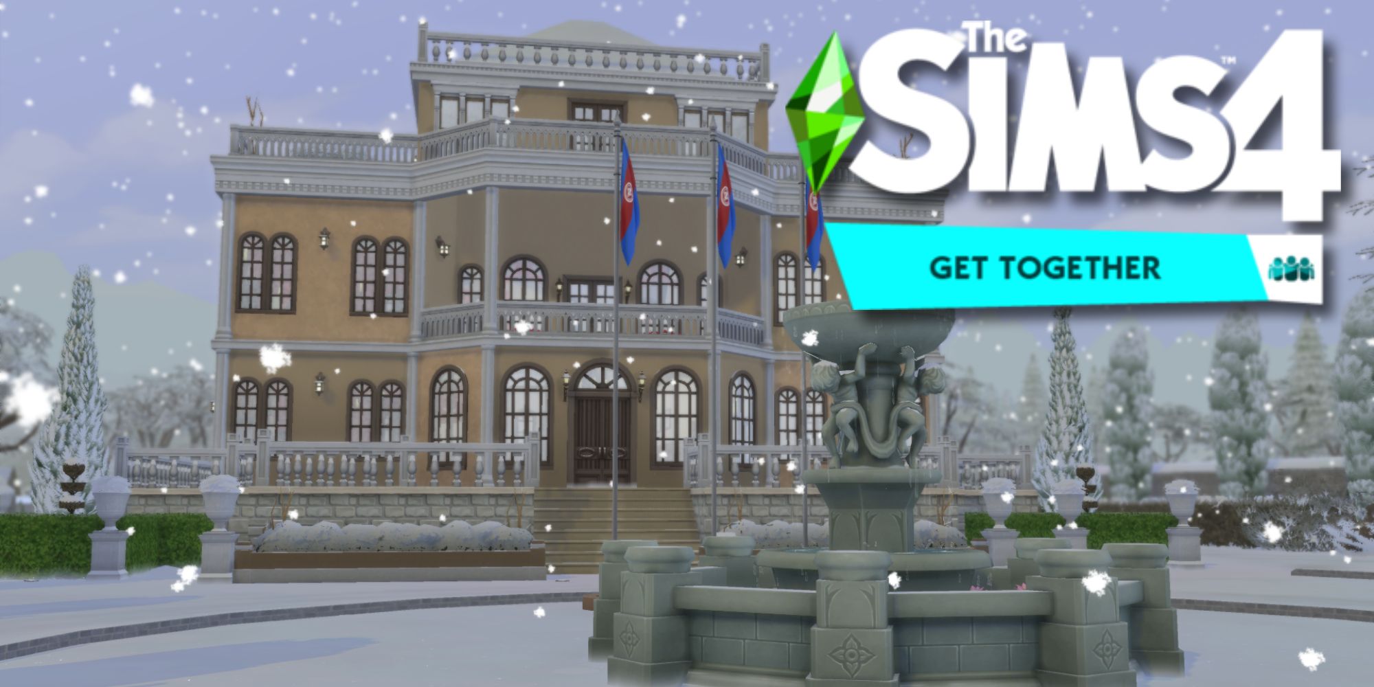 The Von Haunt Estate during a snowy winter in one of the coldest worlds in The Sims 4, Windenburg.