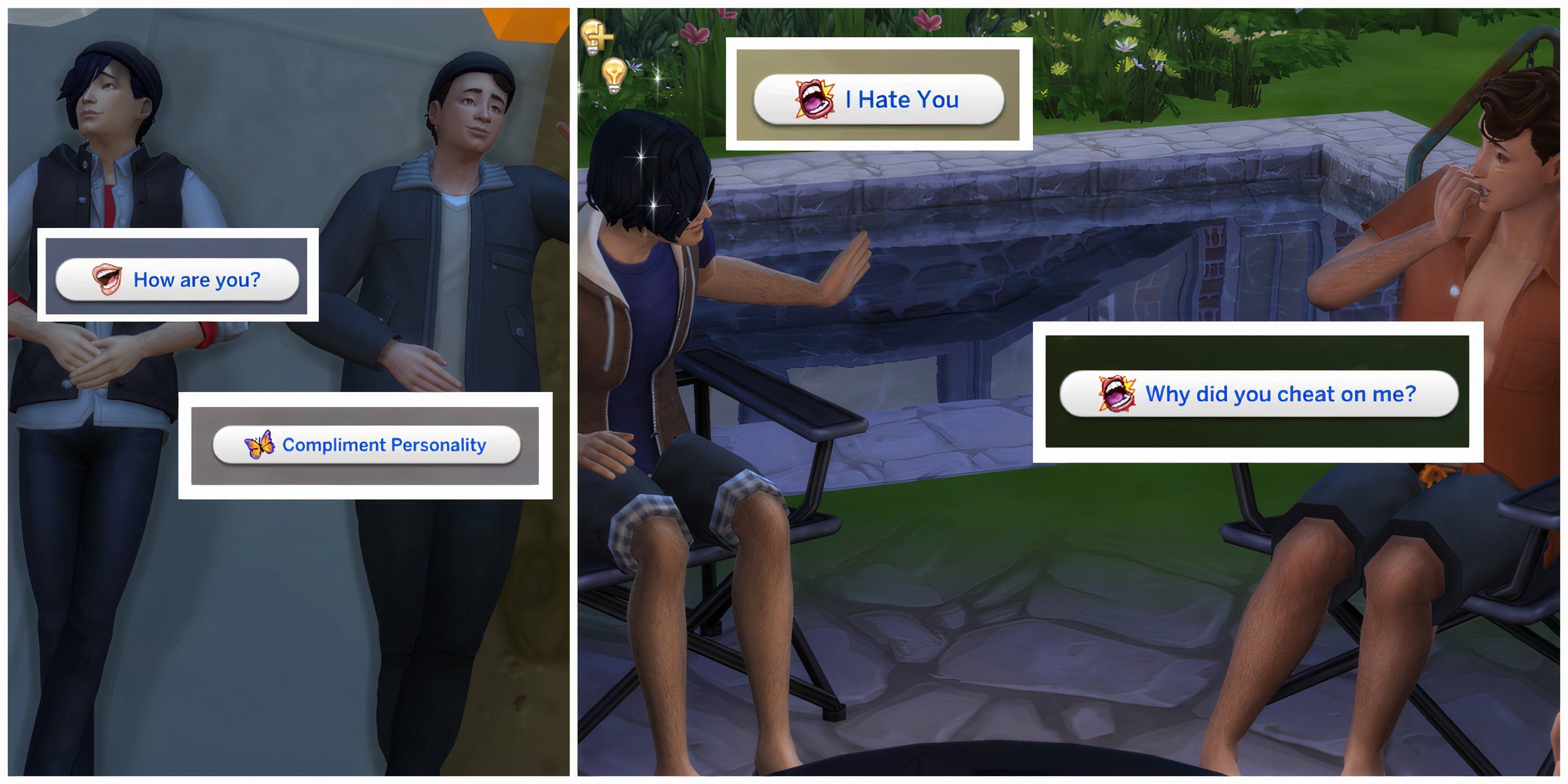 New friendly and mean social interactions from the Social Interaction Pack mods